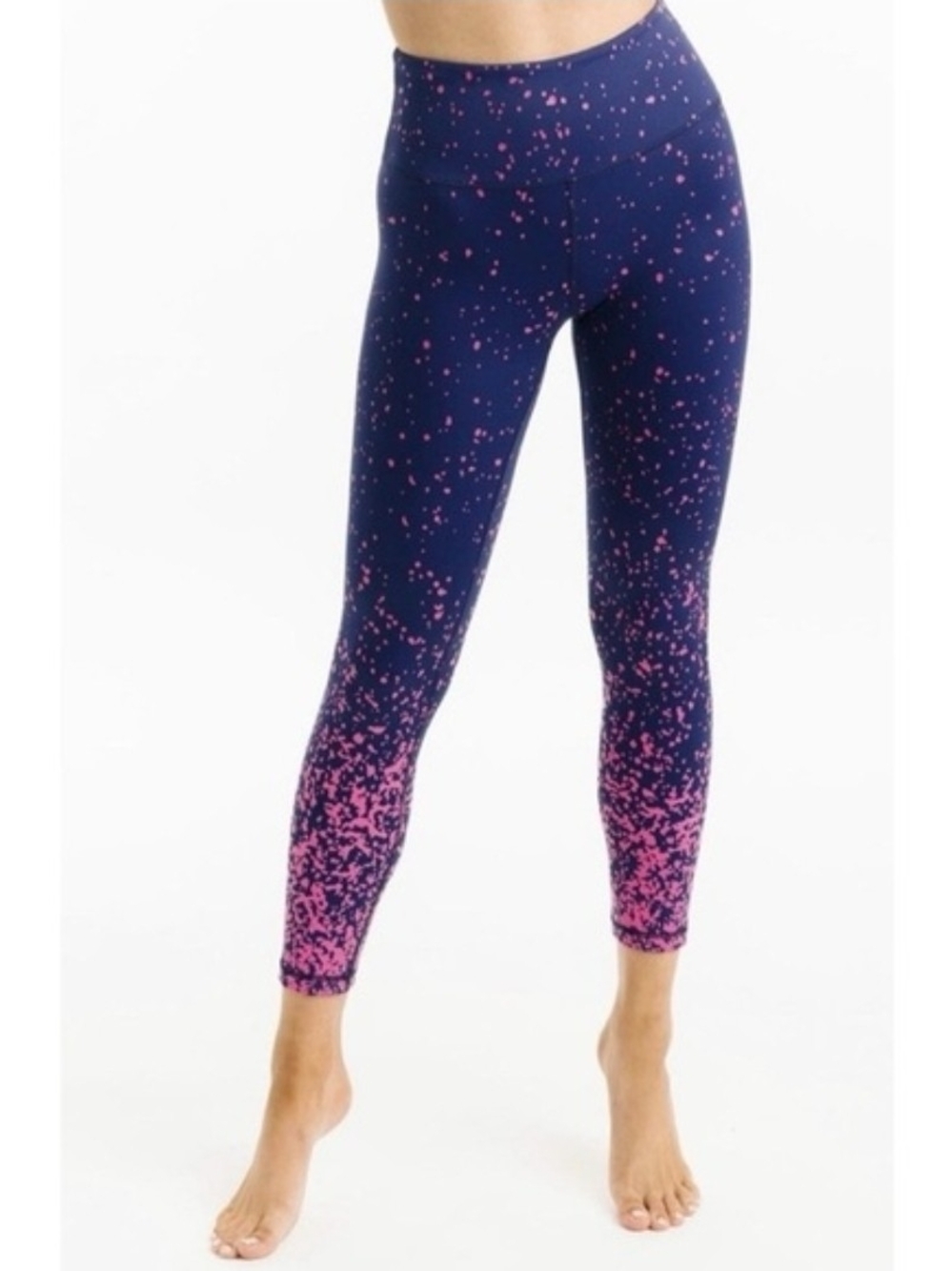 ZYIA Navy Leggings with Pink Speckle Print